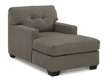Ashley Furniture Mahoney Chaise chair with plush upholstery and wooden legs, ideal for modern living room seating.