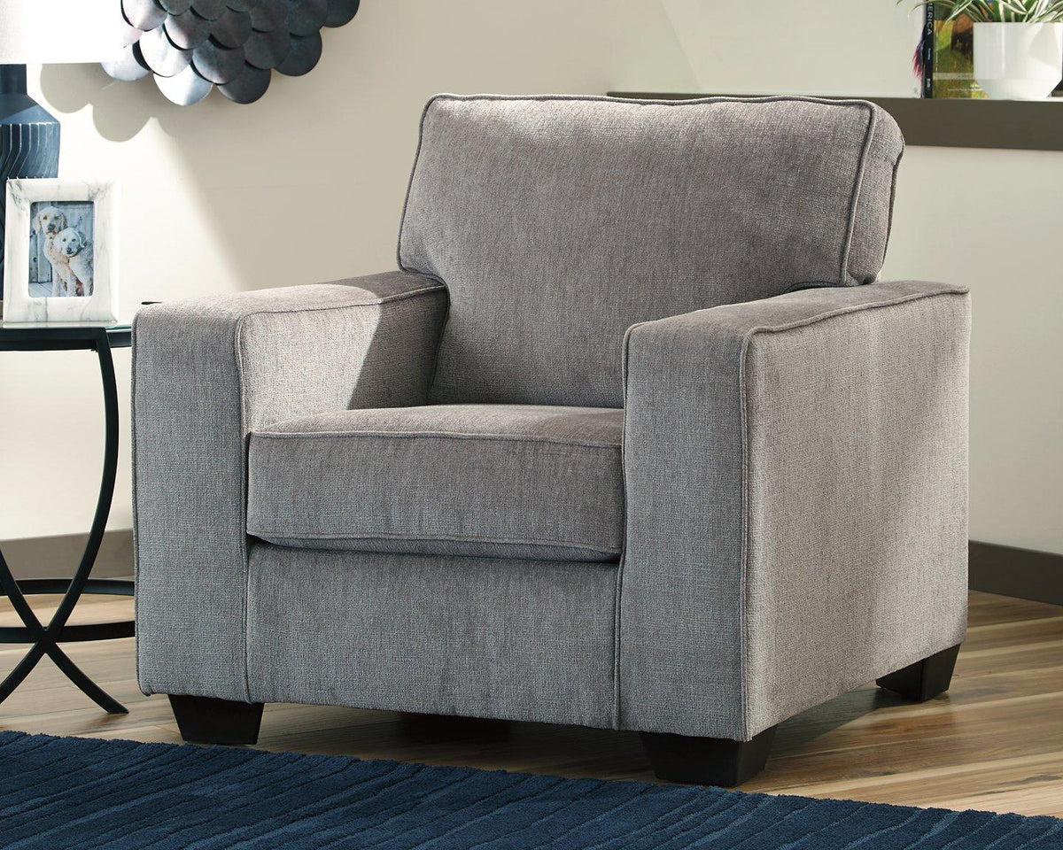 Ashley Furniture Altari Chair with plush upholstered seat and back, featuring sleek wooden legs and contemporary design.