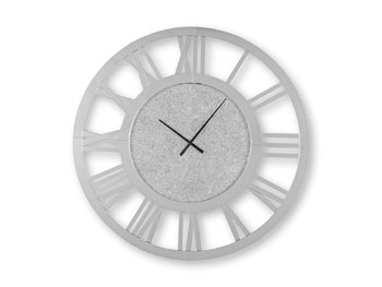 Ashley Furniture Reinport wall clock with a sleek, modern design featuring a round face and bold black numerals.