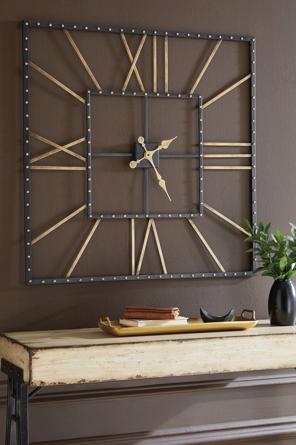 Ashley Furniture Thames Wall Clock showing classic round design with black numerals and a white face for stylish home decor.