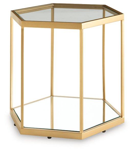 Ashley Veerwick Accent Coffee Table with a sleek wooden finish and modern design, perfect as a stylish cocktail table.