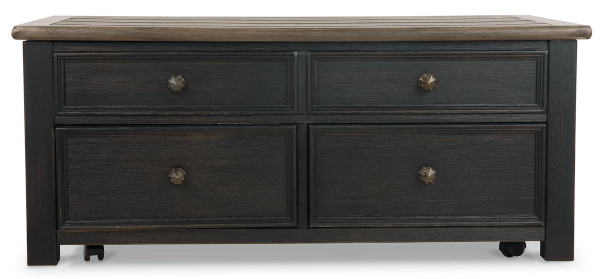 Ashley Furniture Tyler Creek coffee table with lift top, stylish cocktail table featuring a wood finish and functional lift mechanism.