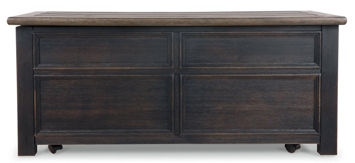 Ashley Furniture Tyler Creek coffee table with lift top, showcasing a wooden cocktail table with functional lift mechanism and storage.