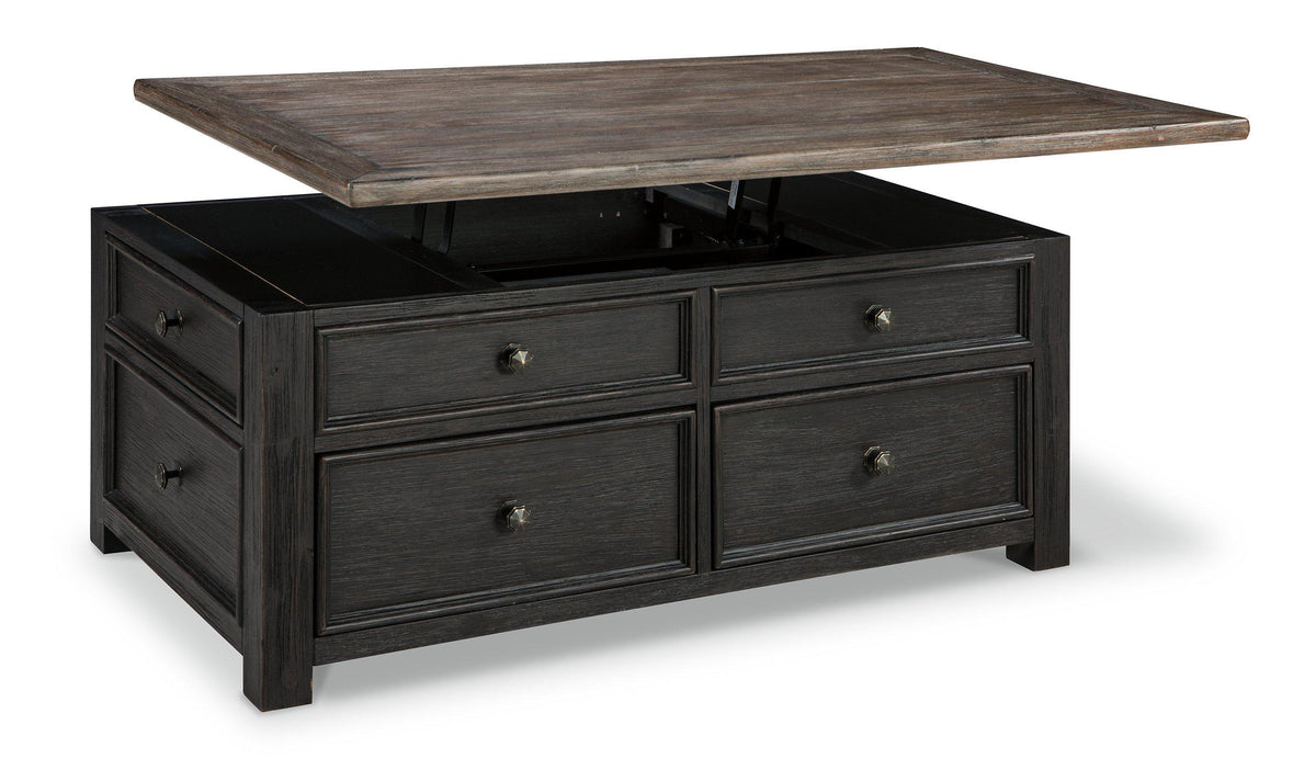 Ashley Furniture Tyler Creek Coffee Table with Lift Top, stylish cocktail table with a functional lift-up top for versatile use