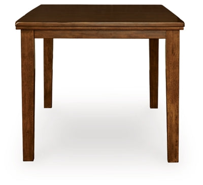 Ashley Furniture Ralene counter height dining extension table with a wooden finish and sturdy legs, perfect for modern dining spaces.