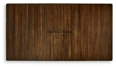 Ashley Furniture Ralene counter height dining extension table showing a spacious wooden tabletop with a smooth finish.