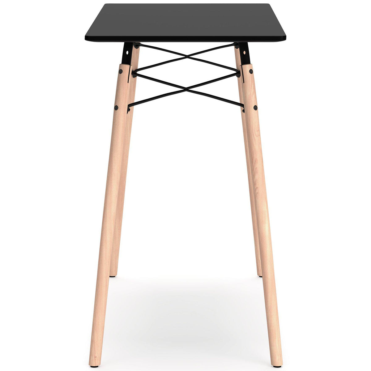 Ashley Furniture Jaspeni home office desk with a sleek wooden surface and sturdy metal legs for workspace comfort.