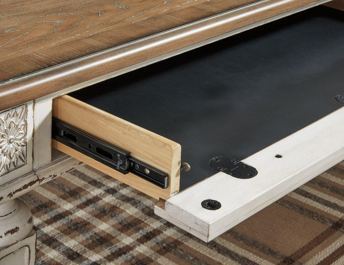 Realyn 2-piece home office desk set by Ashley Furniture featuring a sleek, modern design with spacious workspace.