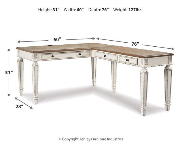 Ashley Furniture Realyn 2-piece home office desk set with a spacious work surface and modern design, ideal for a stylish home office.