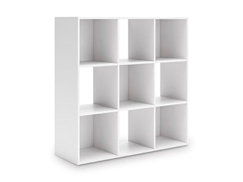 Ashley Furniture Onita Nine Cube Organizer with angled view, showcasing its compact EA furniture storage design.