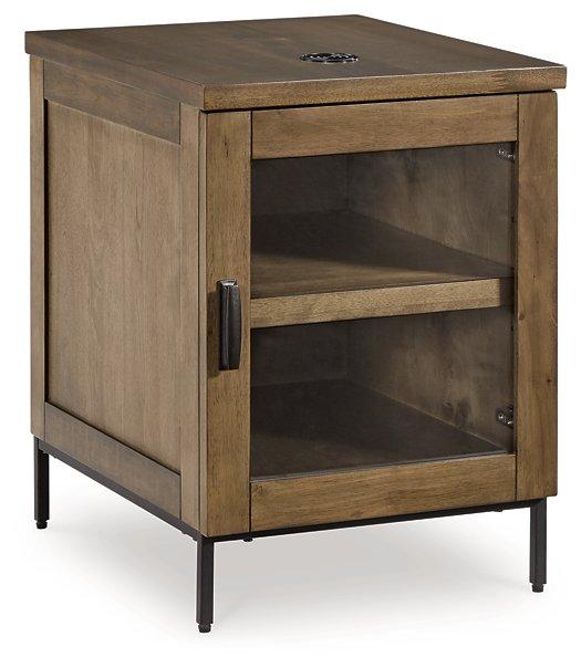 Ashley Furniture Torlanta chairside end table with a wood finish and compact design for convenient living room placement.