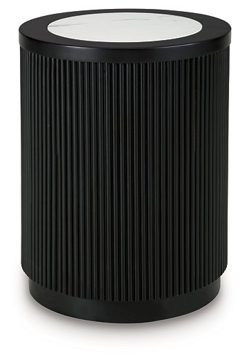 Grayman end table by Ashley Furniture with a sleek gray finish and modern design, featuring a spacious top surface.