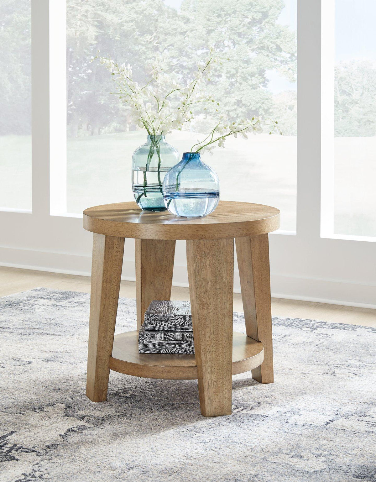 Ashley Furniture Kristiland End Table with a wooden finish and modern design, featuring a spacious tabletop and sleek legs.