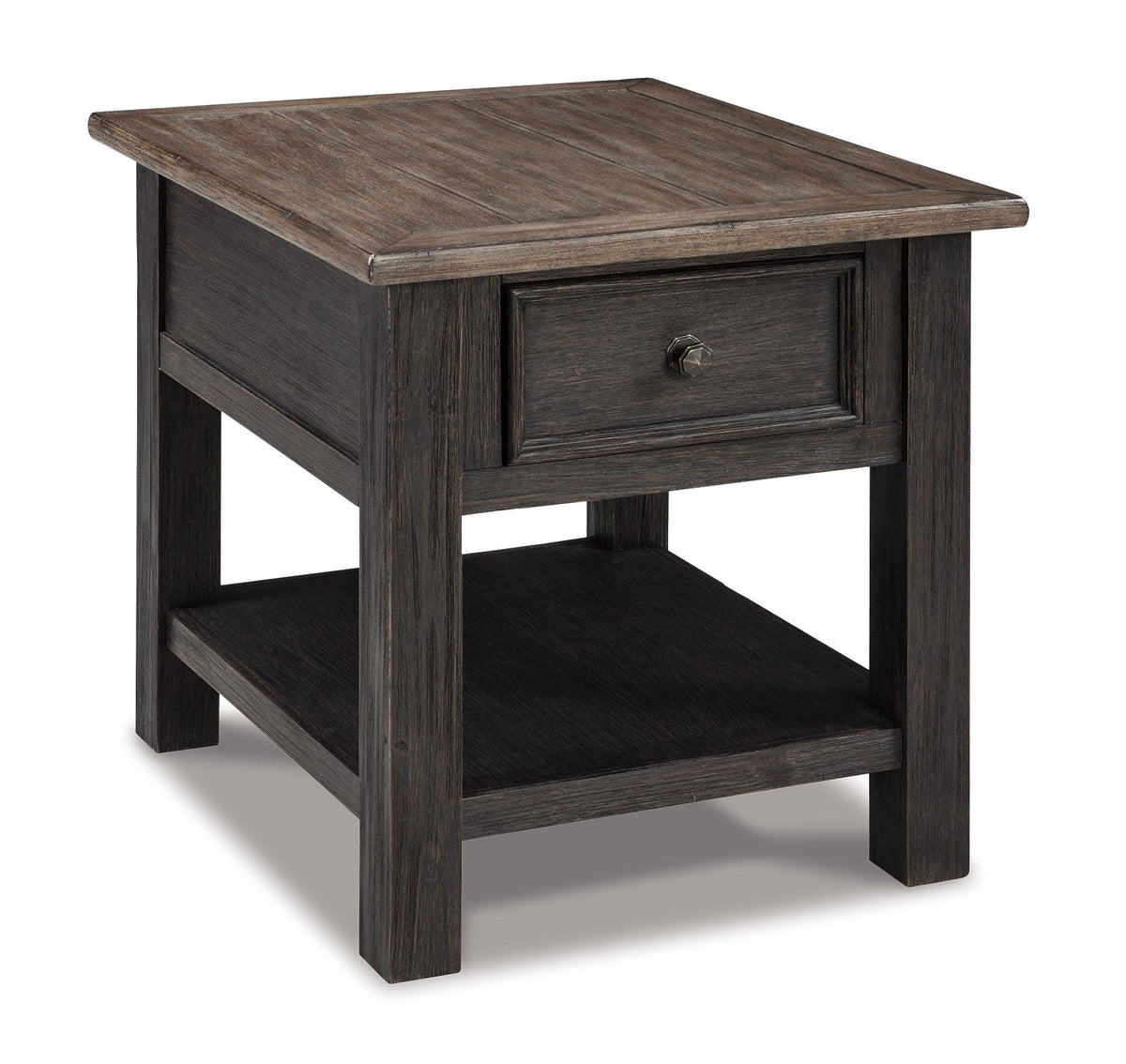 Ashley Furniture Tyler Creek End Table with wood finish and modern design, perfect for living room décor.