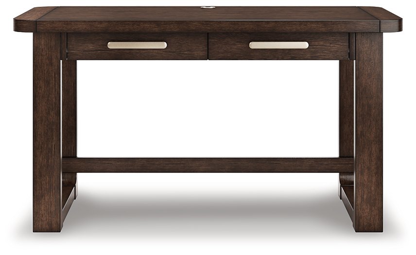 Ashley Furniture Breckington Home Office Set featuring a desk, chair, and storage in a modern wood finish.