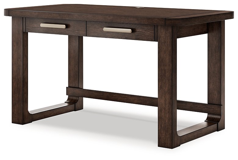 Ashley Furniture Breckington Home Office Set with desk, chair, and storage in a modern workspace layout.