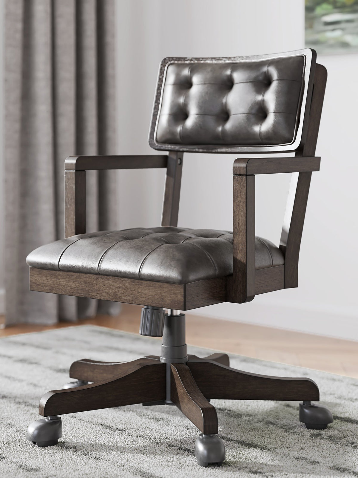Ashley Furniture Breckington Home Office Set with desk and storage cabinet, featuring a warm wood finish and modern design.