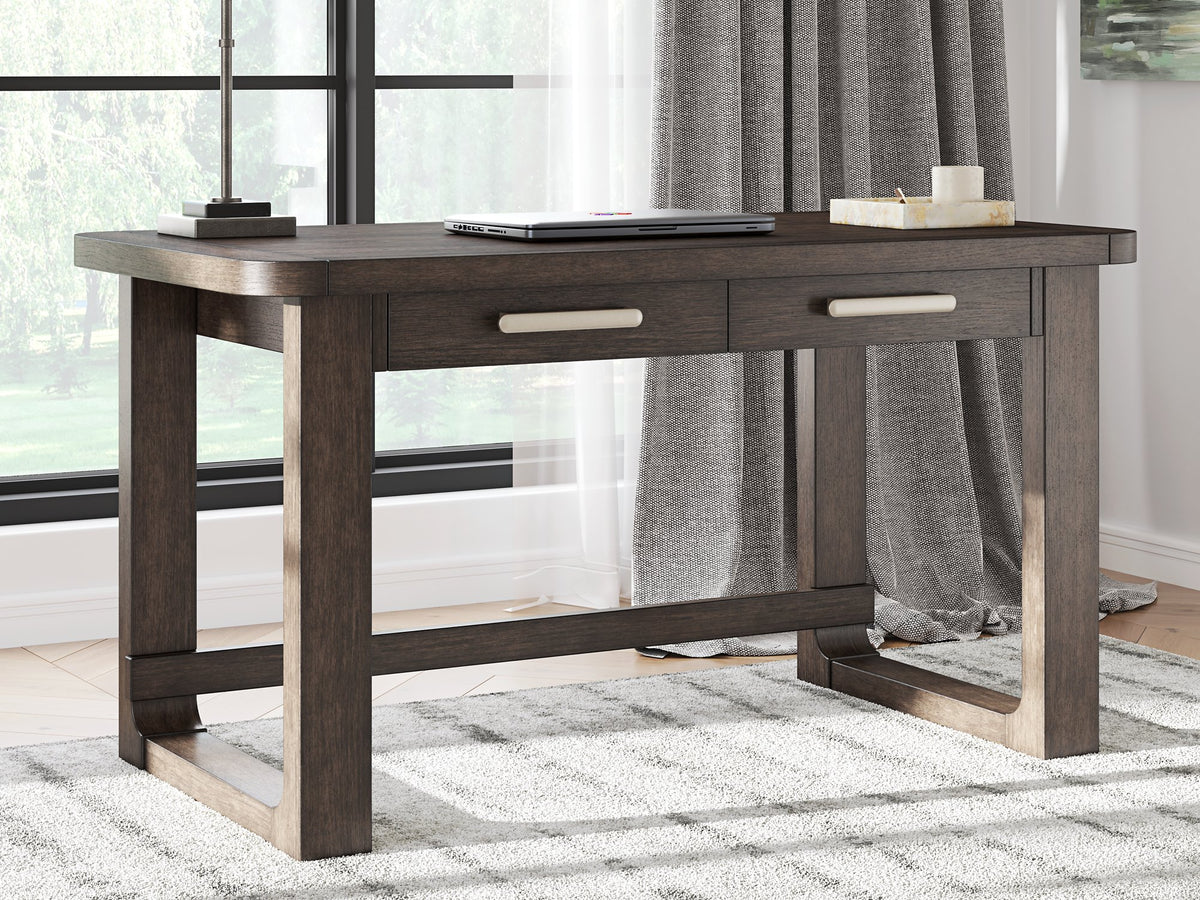 Ashley Furniture Breckington home office set with a desk, chair, and storage cabinet in a modern office space.