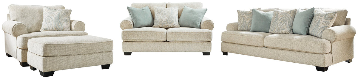 Ashley Furniture Monaghan living room set featuring a sofa and loveseat with neutral upholstery and contemporary design.