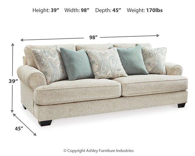 Ashley Furniture Monaghan living room set with a sofa and loveseat in a modern fabric, stylish and comfortable for living spaces.