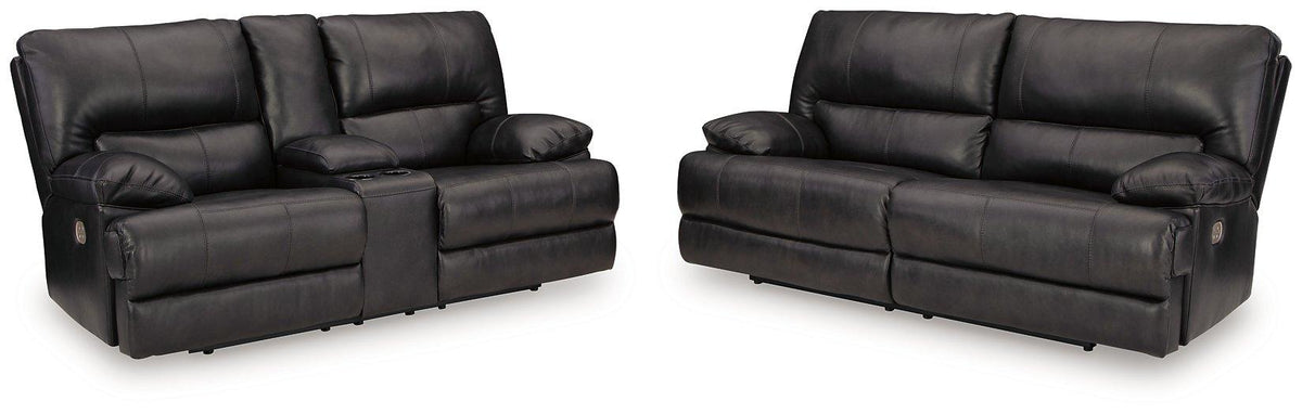 Ashley Furniture Mountainous Living Room Set featuring a sectional sofa with plush cushions and rustic wood accents.