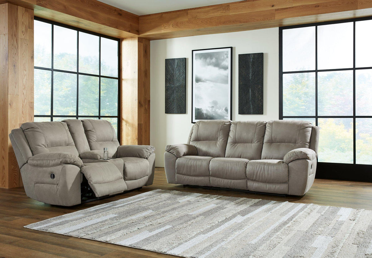 Ashley Furniture Next-Gen Gaucho Living Room Set with plush sofa and matching armchair, modern design in neutral fabric.