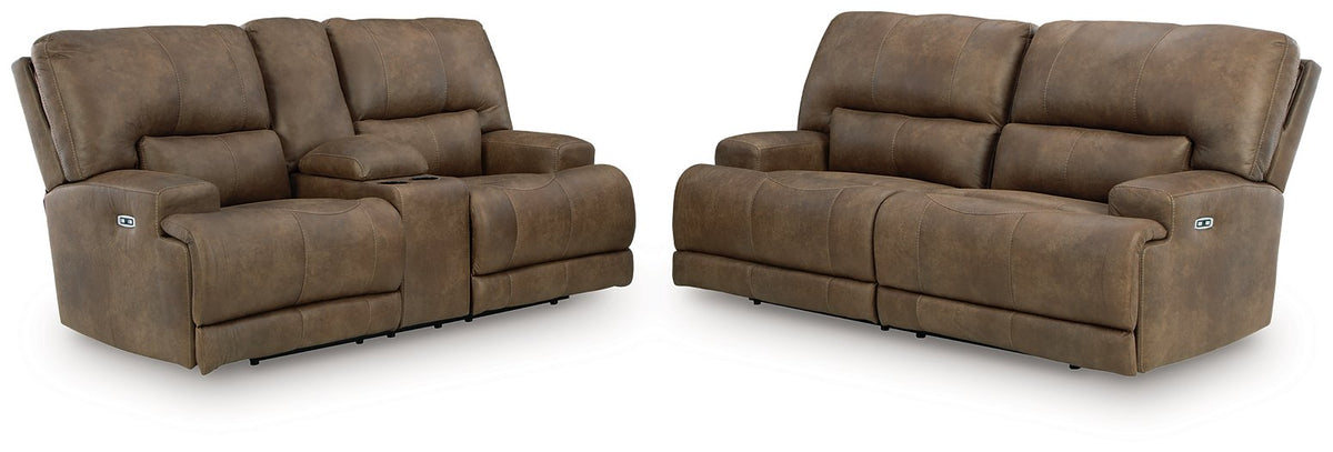 Ashley Furniture Beckley Place reclining living room set with sofa and loveseat in a stylish fabric, perfect for modern living spaces.