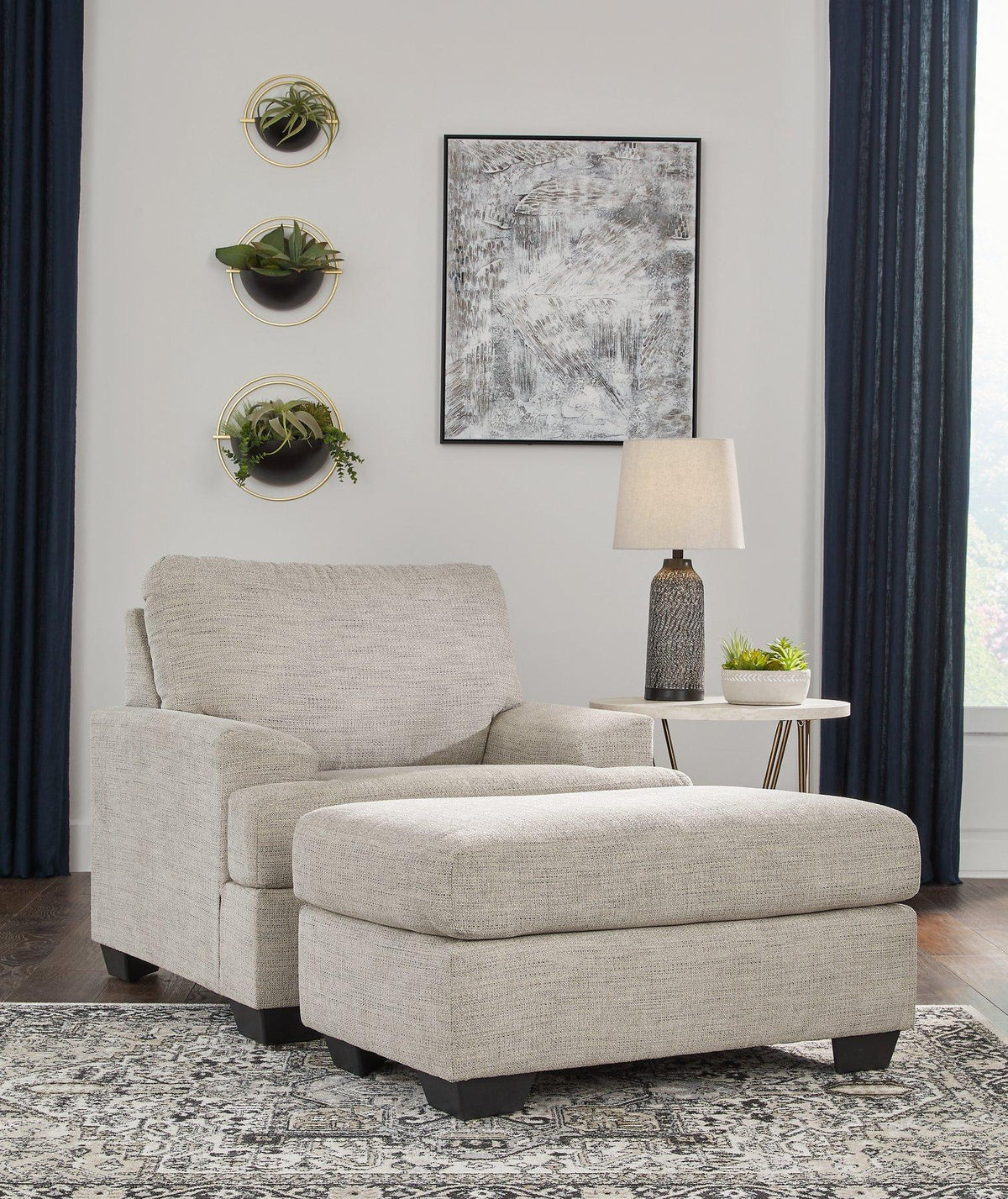 Ashley Furniture Vayda living room set with sofa and armchair, modern design in neutral fabric for stylish home decor