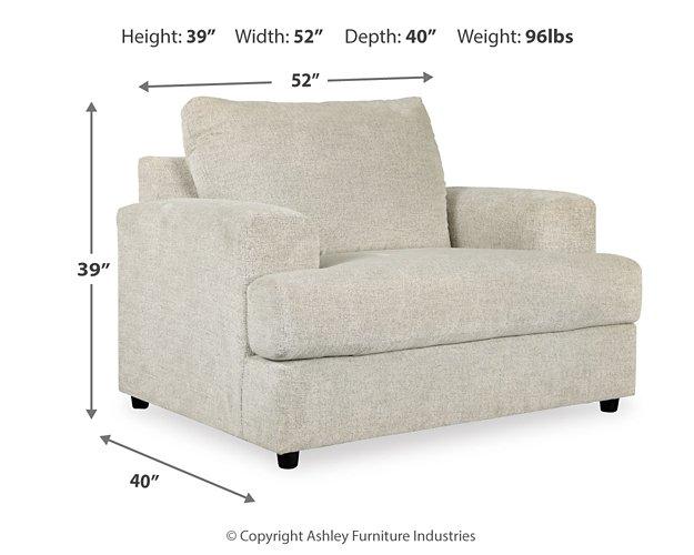 Ashley Furniture Soletren living room set with a sofa and matching chairs, featuring neutral upholstery and wooden legs.