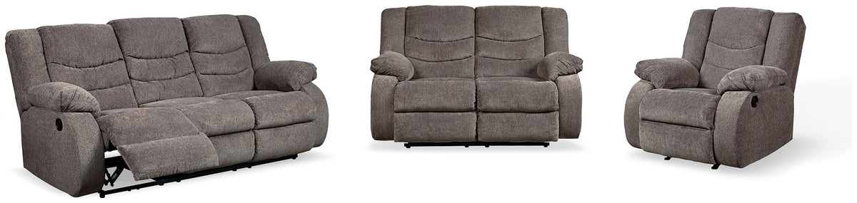 Ashley Furniture Tulen living room set with sofa and loveseat featuring modern upholstery and sleek design.