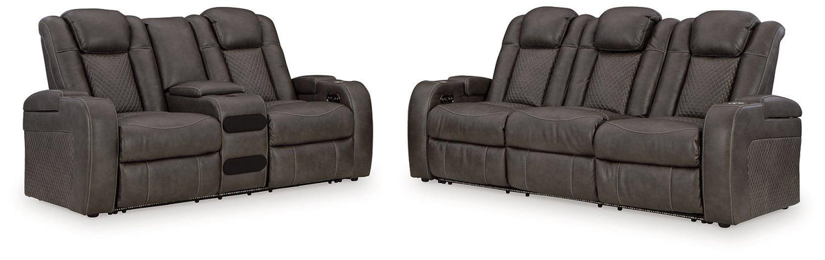 Ashley Furniture Fyne-Dyme living room set with sofa, loveseat, and chairs arranged in a modern, comfortable living space.