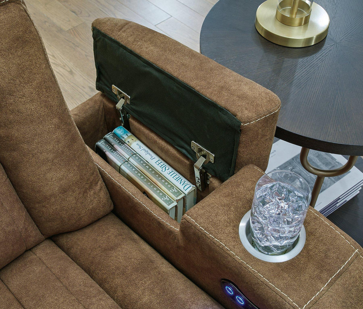Ashley Furniture Wolfridge living room set with sofa, loveseat, and armchair arranged in a cozy modern living space.