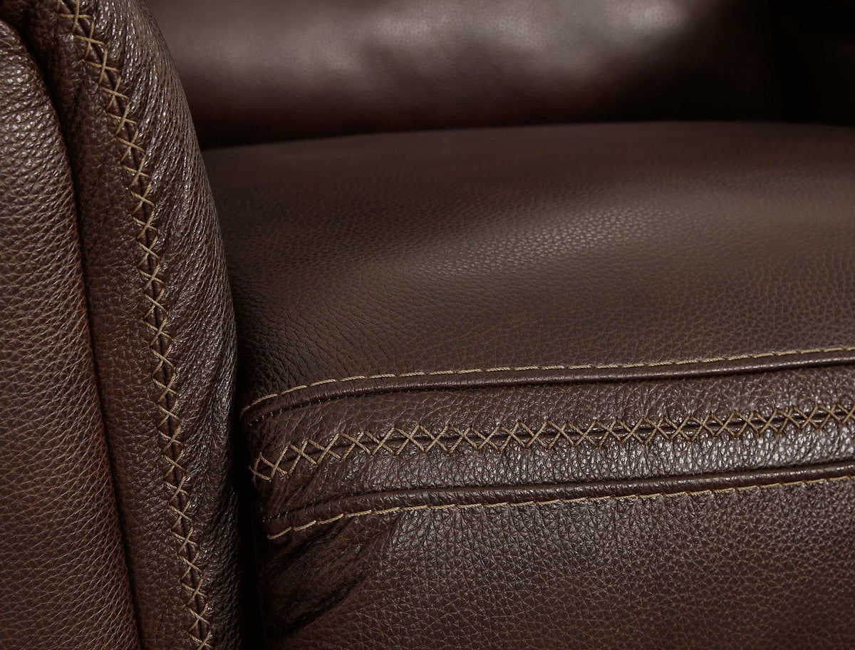 Ashley Furniture Alessandro power reclining loveseat with built-in console, featuring plush cushions and armrests for comfort.