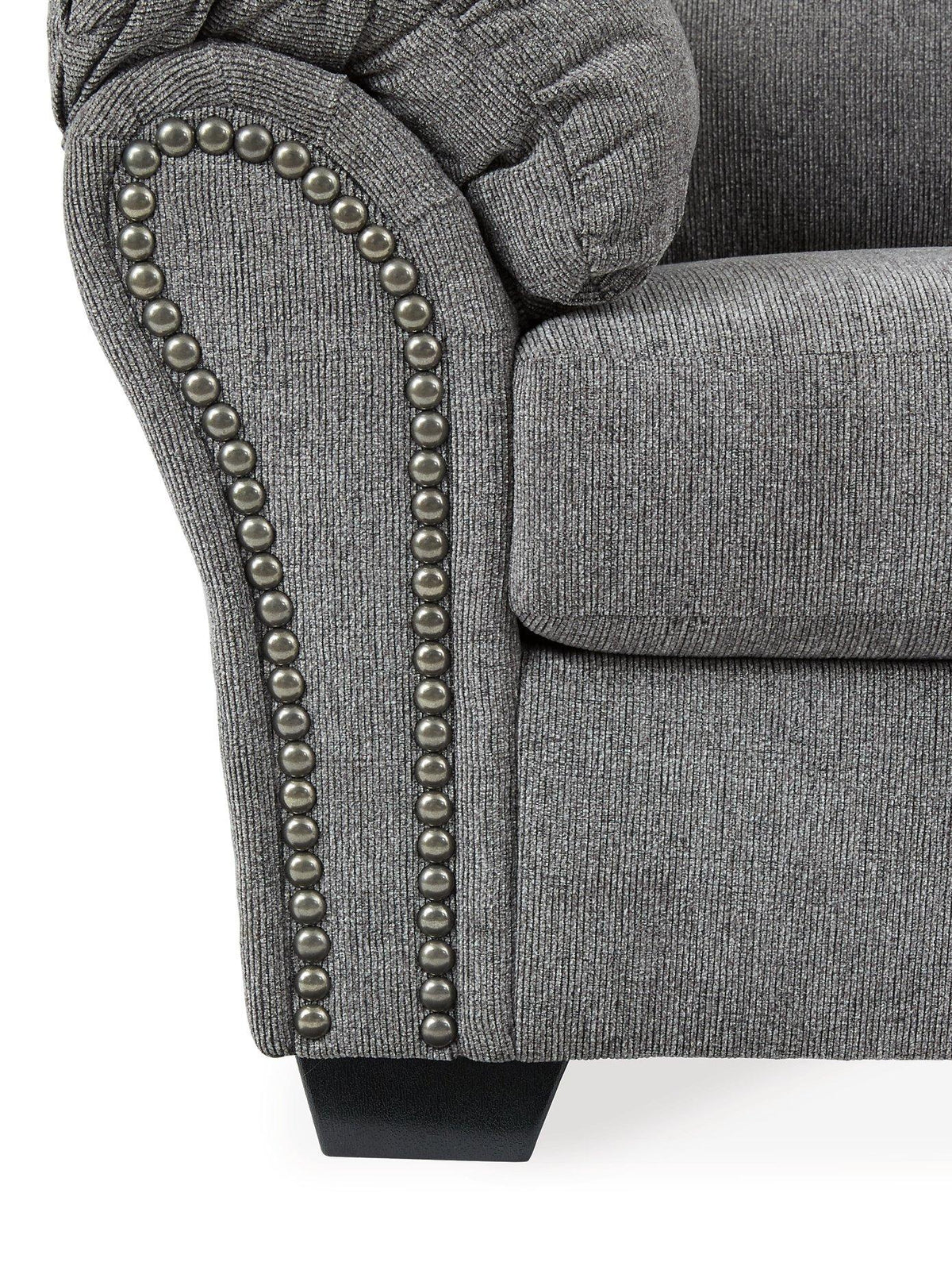 Allmaxx loveseat by Ashley Furniture featuring plush fabric, cushioned armrests, and a stylish, contemporary design for living room comfort.