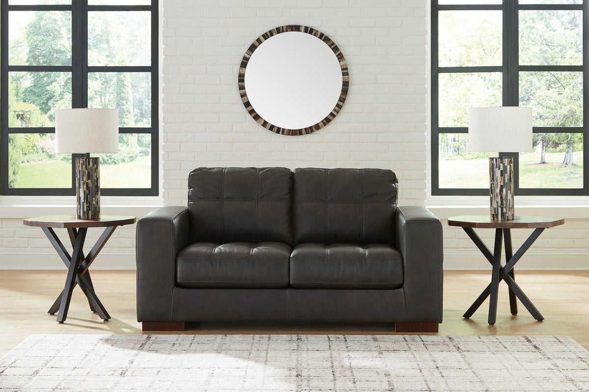 Ashley Furniture Luigi Loveseat with plush fabric and modern design, showcasing comfortable seating and stylish upholstery.