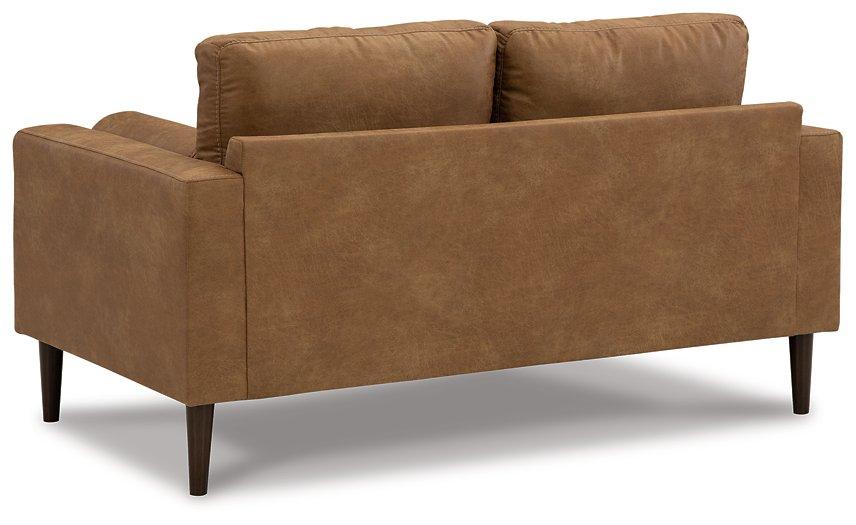 Ashley Furniture Telora loveseat with plush fabric and cushioned armrests, perfect for cozy living room seating.