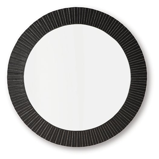 Ashley Furniture Ozias Accent Mirror with a sleek, modern frame, hanging on a wall for stylish home decor.