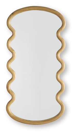 Ashley Furniture Serendis accent mirror with a sleek, modern frame, hanging on a wall for stylish home decor.