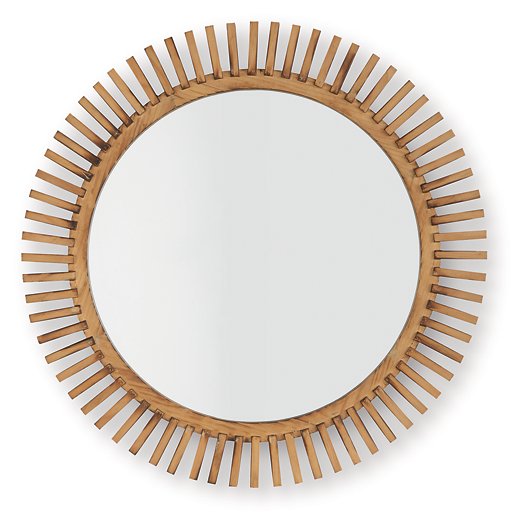 Ashley Furniture Tedwell Accent Mirror showing a stylish rectangular mirror with a sleek frame on a wall.