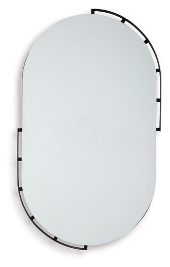 Pair of Ashley Furniture Valkings accent mirrors with sleek, modern frames, reflecting light and enhancing room decor.