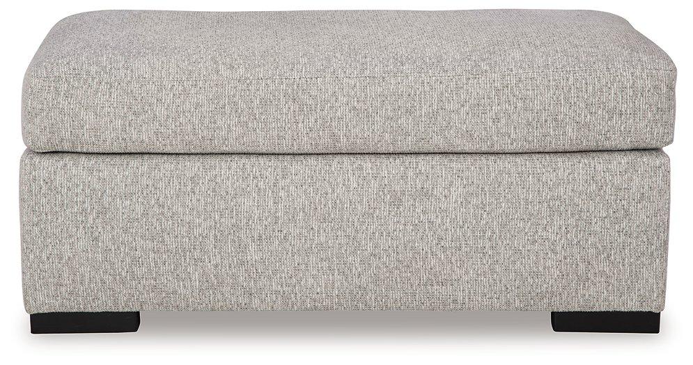 Ashley Furniture Evansley Ottoman, upholstered fabric with tufted top and wooden legs, stylish storage ottoman for living rooms