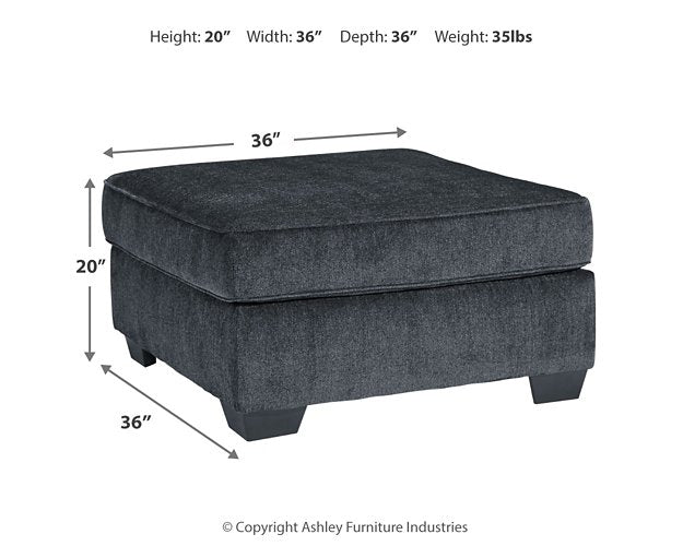 Large beige Altari oversized accent ottoman by Ashley Furniture with plush fabric and sturdy wooden legs.