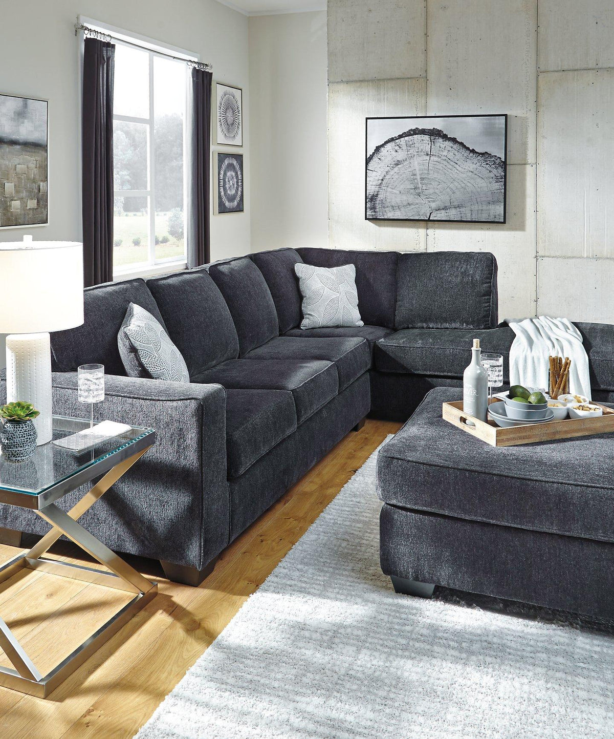 Oversized Ashley Furniture Altari accent ottoman with plush fabric and modern design, ideal for living room decor.