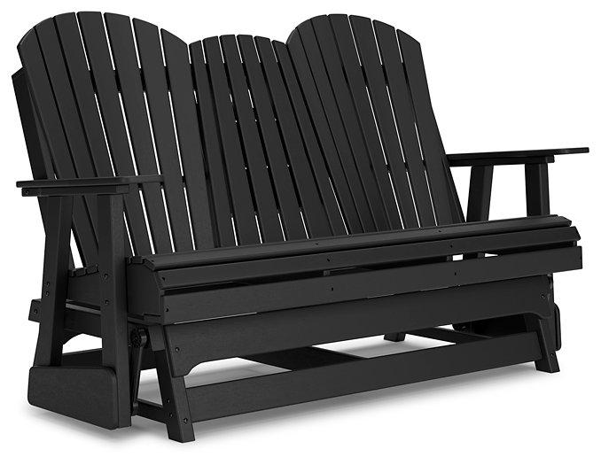 Outdoor loveseat by Ashley Furniture featuring a Hyland wave design, perfect for comfortable outdoor seating.