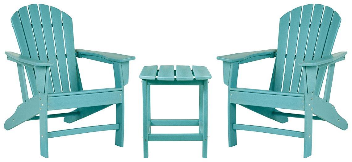 Outdoor table set by Ashley Furniture with a spacious table and matching chairs, perfect for outdoor dining and entertaining.