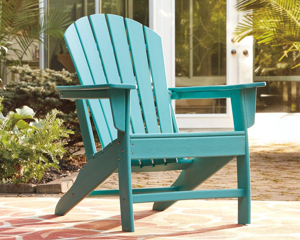 Outdoor table set from Ashley Furniture featuring a sturdy table and matching chairs in a stylish outdoor dining arrangement.