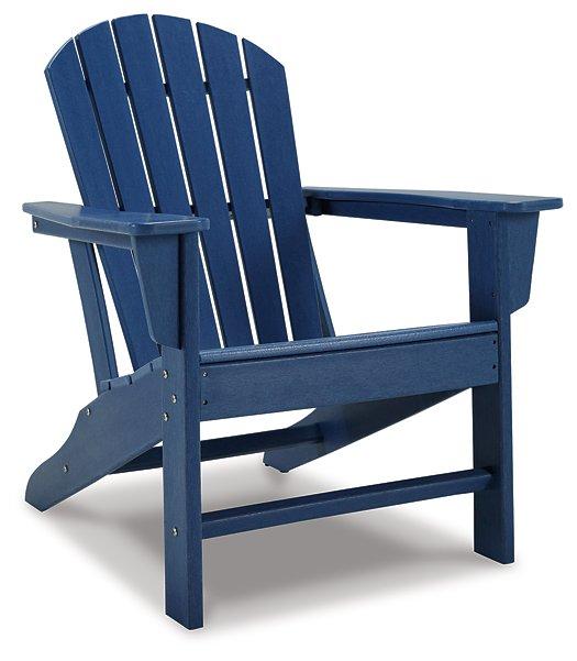Outdoor table set with cushioned chairs and glass-top table from Ashley Furniture Sundown Treasure Outdoor Seating Set.