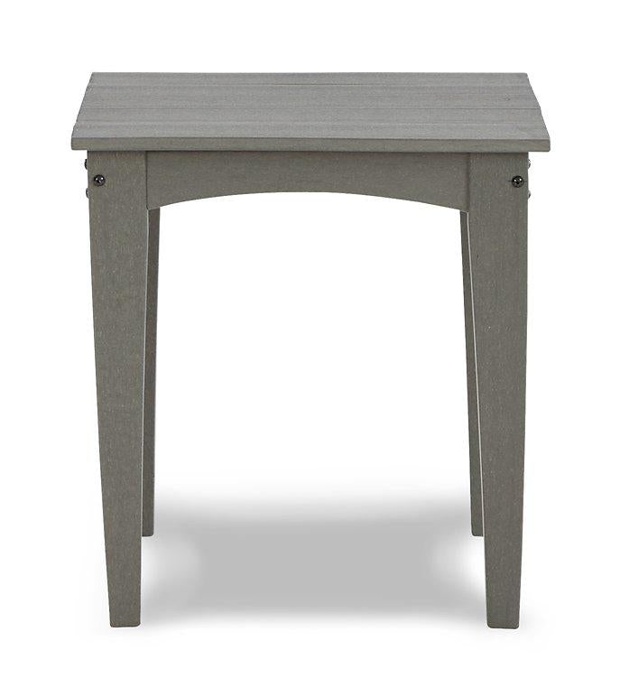 Ashley Furniture Visola outdoor sofa and loveseat set with a matching table, featuring cushioned seats and stylish outdoor design.