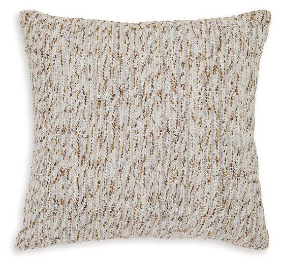 Ashley Furniture Abler Pillow with soft fabric and decorative stitching, designed for comfort and stylish home decor.