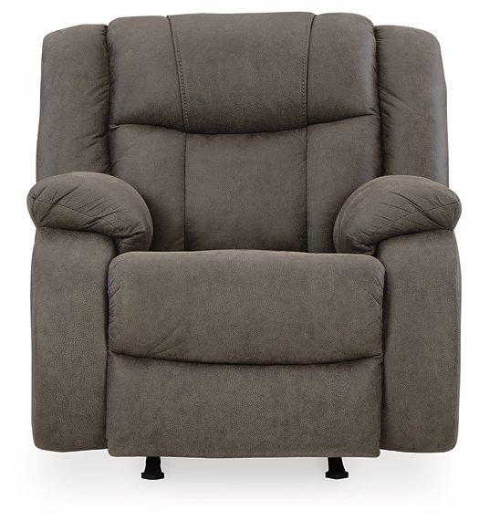 Comfortable Ashley Furniture First Base recliner with plush cushioning and a classic design, perfect for living room relaxation.